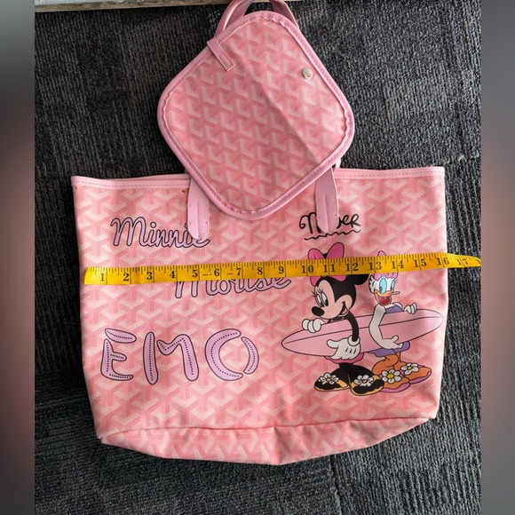EMO Minnie Mouse Pink Tote Bag Made in Korea w/ Matching Pouch-New Without Tags - Picture 9 of 10